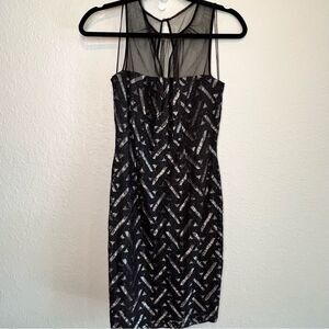 Maggy London black & silver dress 🖤 tulle neck 🖤 size 6